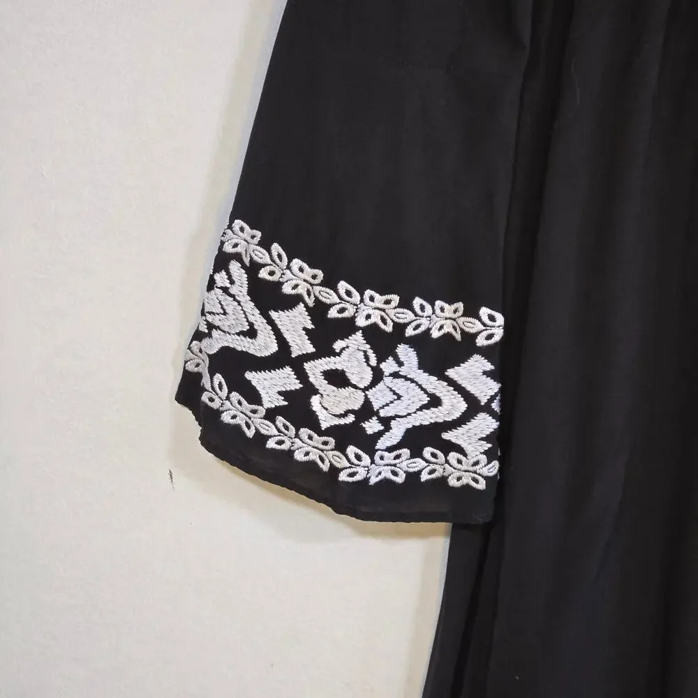Stetson Black With White Embroidery Dress. Size Large - Picture 6 of 10